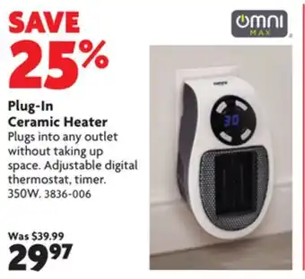 Home Hardware Plug-in ceramic heater offer