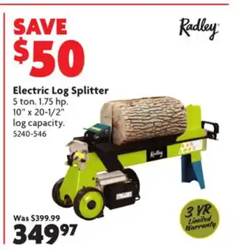 Home Hardware Electric log splitter offer