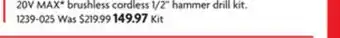 Home Hardware 20v max* brushless cordless 1/2 hammer drill kit offer