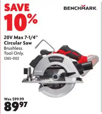 Home Hardware 20v max 7-1/4 circular saw offer