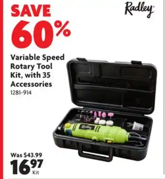 Home Hardware Variable speed rotary tool kit, with 35 accessories offer