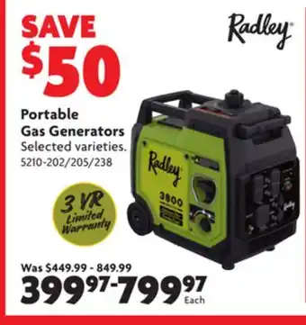 Home Hardware Portable gas generators offer