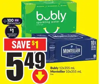 FreshCo Bubly 12x355 ml montellier 10x355 ml offer