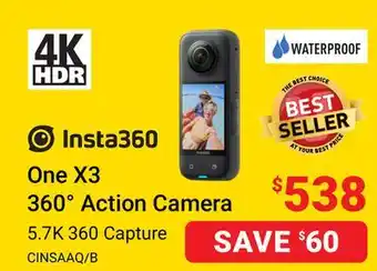 Visions Electronics Insta360 one x3 360° action camera offer