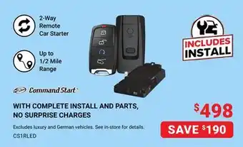 Visions Electronics Command start with complete install and parts, no surprise charges offer