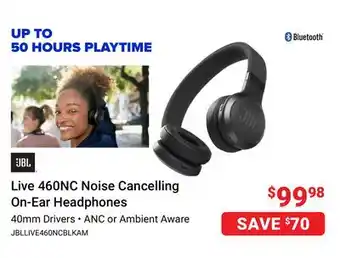 Visions Electronics Jbl live 460nc noise cancelling on-ear headphones offer