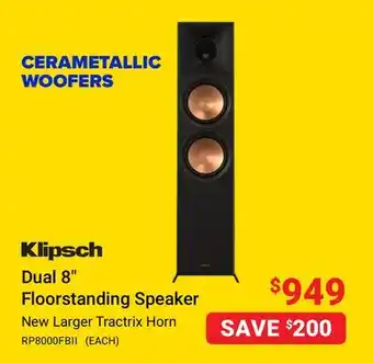 Visions Electronics Klipsch dual 8 floorstanding speaker offer