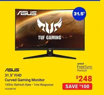 Visions Electronics Asus 31.5 fhd curved gaming monitor offer