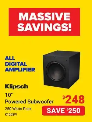 Visions Electronics Klipsch 10 powered subwoofer offer