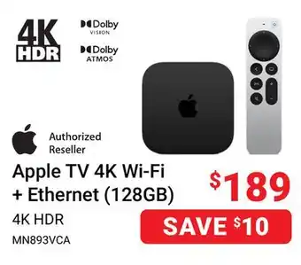 Visions Electronics Apple tv 4k wi-fi + ethernet (128gb) offer