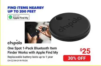 Visions Electronics Chipolo one spot 1-pack bluetooth item finder works with apple find my offer