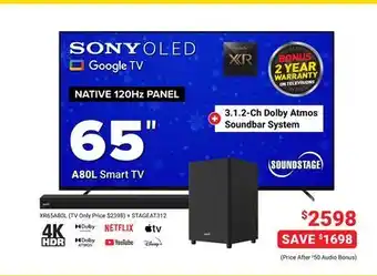 Visions Electronics Sony a80l smart tv 65 offer