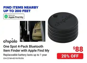 Visions Electronics Chipolo one spot 4-pack bluetooth item finder with apple find my offer
