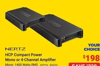 Visions Electronics Hertz compact power mono or 4-channel amplifier offer