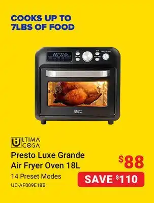 Visions Electronics Ultima cosa presto luxe grande air fryer oven 18l offer