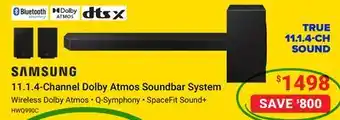 Visions Electronics Samsung 11.1.4-channel dolby atmos soundbar system offer