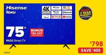 Visions Electronics Hisense r63g smart tv 75 offer