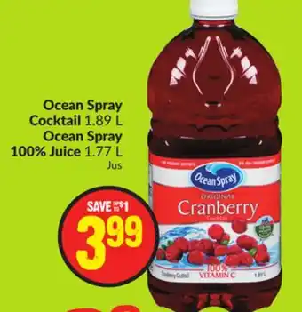 Chalo FreshCo Ocean spray cocktail 1.89 l ocean spray 100% juice 1.77 l offer