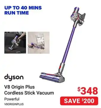 Visions Electronics Dyson v8 origin plus cordless stick vacuum offer