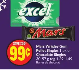 Chalo FreshCo Mars wrigley gum pellet singles 1 pk or chocolate singles 30-57 g offer