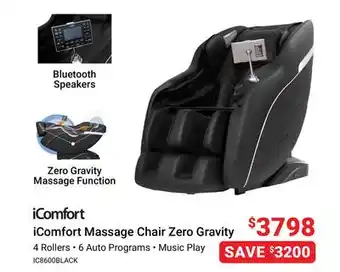 Visions Electronics Icomfort massage chair zero gravity offer
