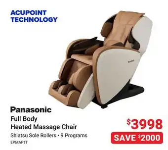 Visions Electronics Panasonic full body heated massage chair offer