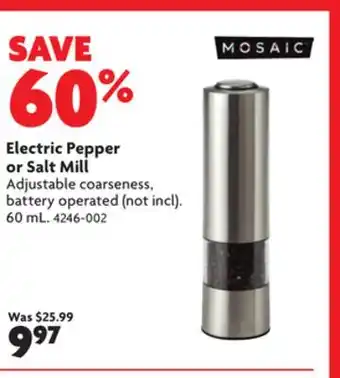 Home Hardware Electric pepper or salt mill offer