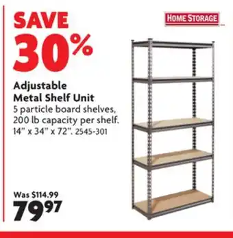 Home Hardware Adjustable metal shelf unit offer