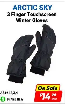 Factory Direct Arctic sky 3 finger touchscreen winter gloves offer