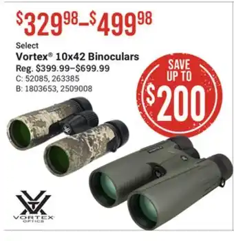 Bass Pro Select vortex 10x42 binoculars offer