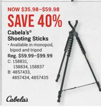 Bass Pro Cabela's shooting sticks offer