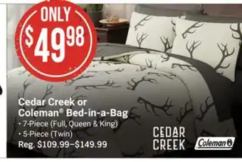 Bass Pro Cedar creek or coleman bed-in-a-bag offer