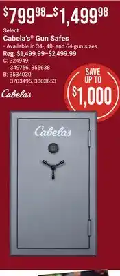 Bass Pro Select cabela's gun safes offer