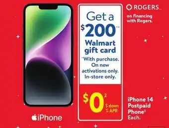Walmart Iphone 14 postpaid phone offer