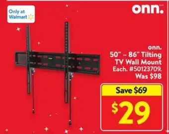 Walmart Onn. 50-86 tilting tv wall mount offer