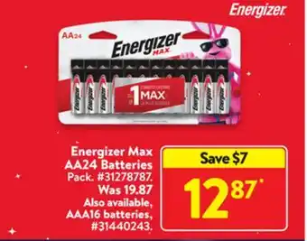Walmart Energizer max aa24 batteries offer