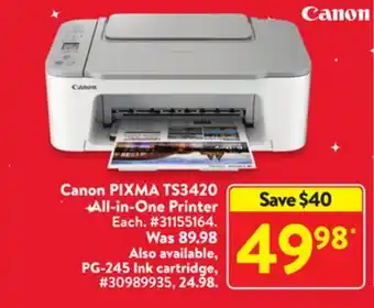 Walmart Canon pixma ts3420 all-in-one printer offer