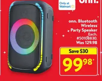 Walmart Onn. bluetooth wireless party speaker offer