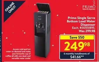 Walmart Primo single serve bottom load water dispenser offer