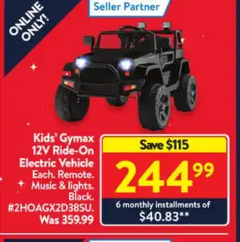 Walmart Kids' gymax 12v ride-on electric vehicle offer