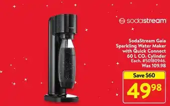 Walmart Sodastream gaia sparkling water maker with quick connect 60 l co cylinder offer