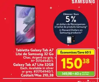 Walmart Galaxy tab a7 lite 32gb offer