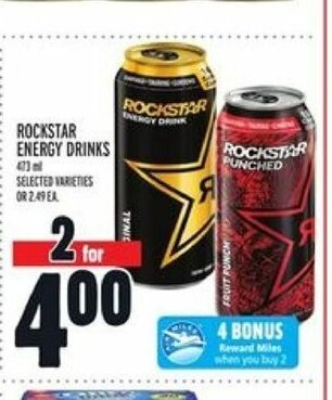 Metro Rockstar Energy Drinks offer