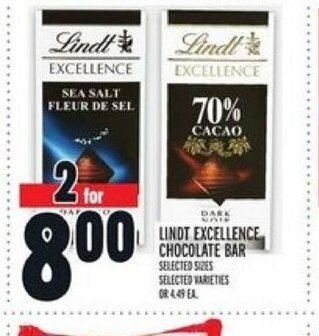 Metro Lindt Excellence Chocolate Bar offer