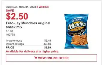 Costco Frito-lay munchies original snack mix offer