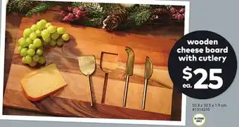 Giant Tiger Wooden cheese board with cutlery offer