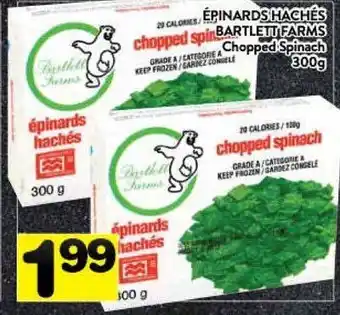 Supermarché PA Bartlett farms chopped spinach offer