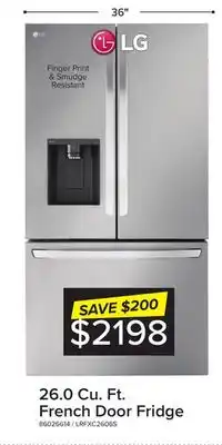 Leon's Lg 26 cu. ft. smart counter-depth max stainless steel french door refrigerator - lrfxc2606s offer