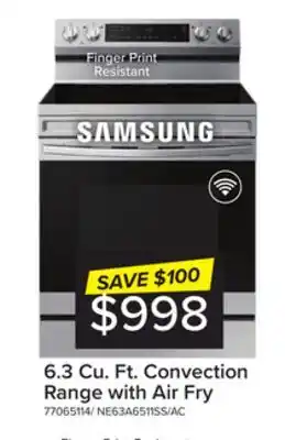 Leon's Samsung stainless steel freestanding electric fan convection range with air fry and wi-fi (6.3 cu.ft) - ne63a6511ss/ac offer