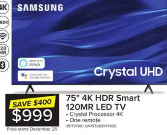 Leon's Samsung 75 crystal uhd 4k smart tv - un75tu690tfxzc offer